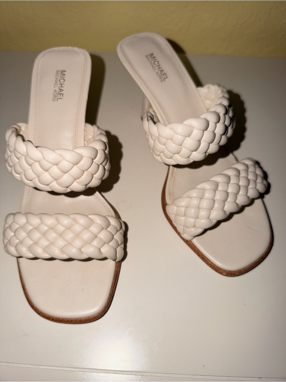Michael Kors Cream Braided Slide Sandals
